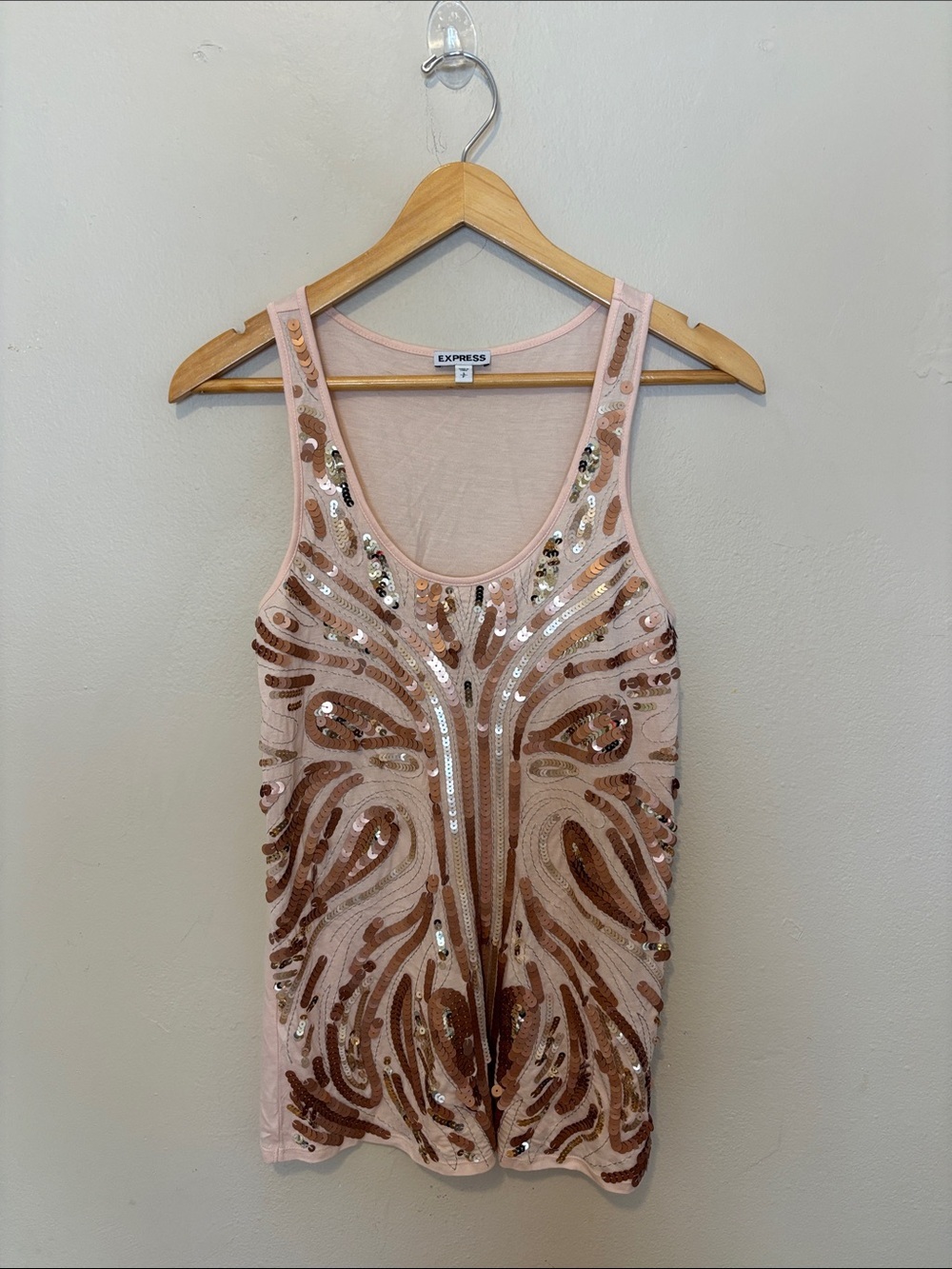 Express Blush Sequin Embellished Tank
